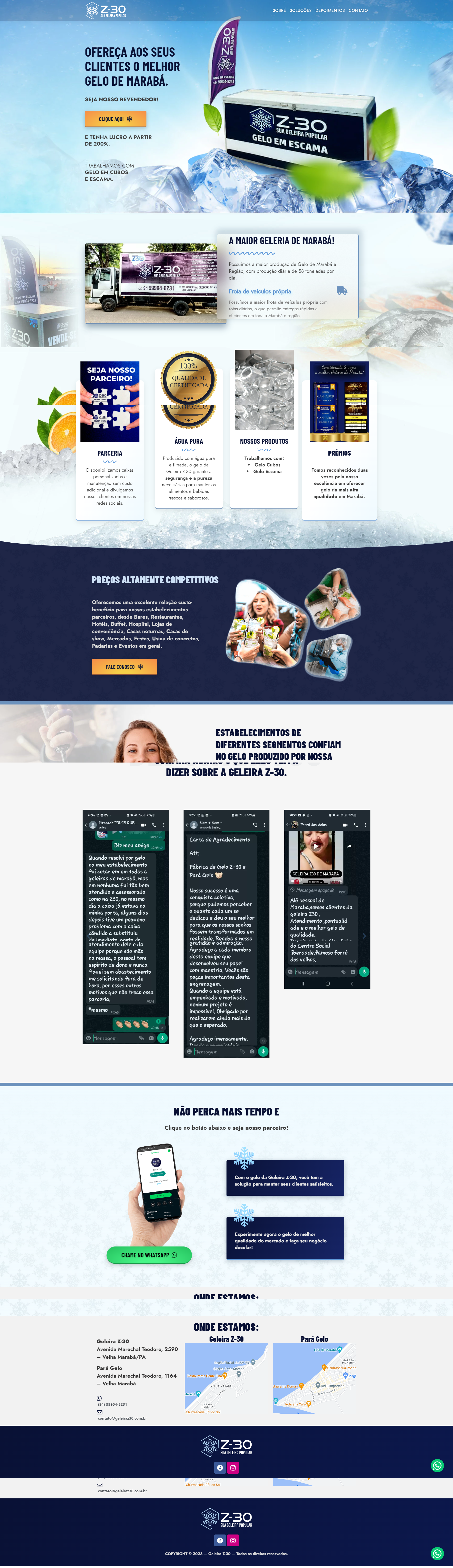 Landing Page - Fábrica de Gelo Z-30