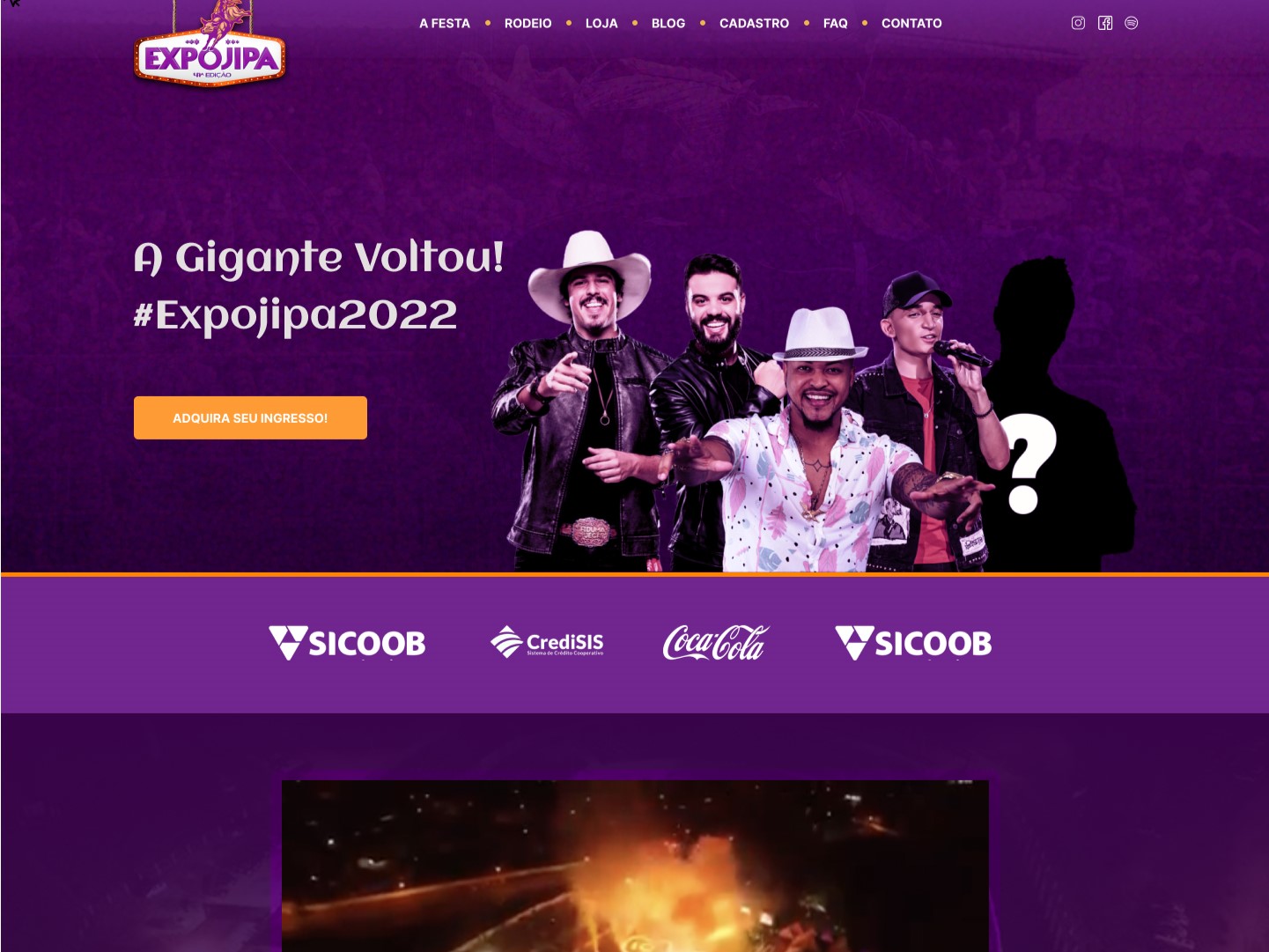 Layout de Site Expojipa - Site de Festa de Rodeio