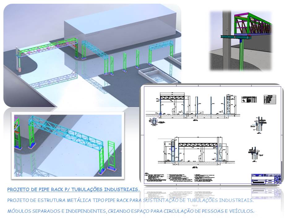 PROJETO DE PIPE RACK P TUBULAÇÕES INDUSTRIAIS