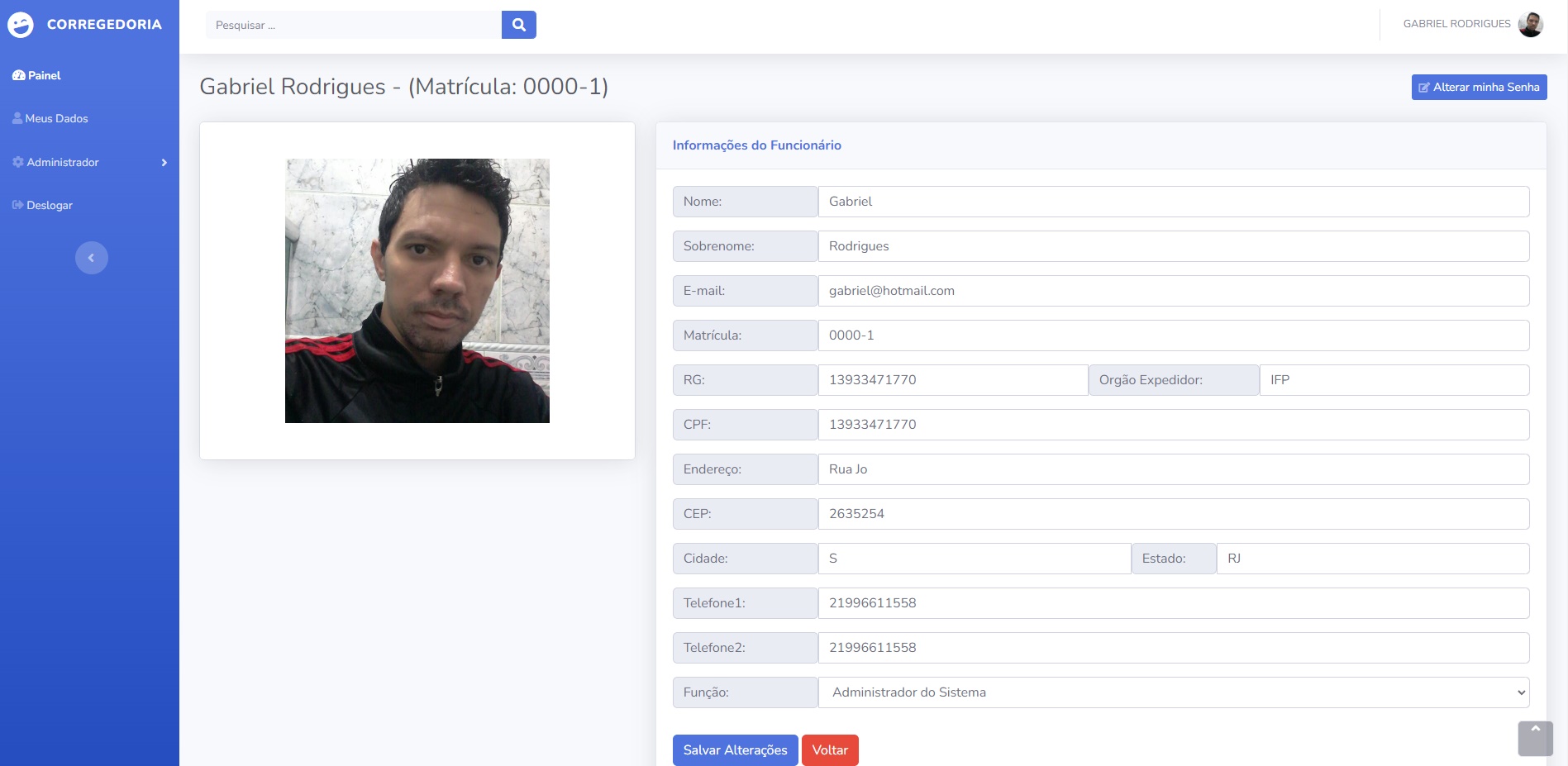 Aplicação para Cliente de uma Corregedoria