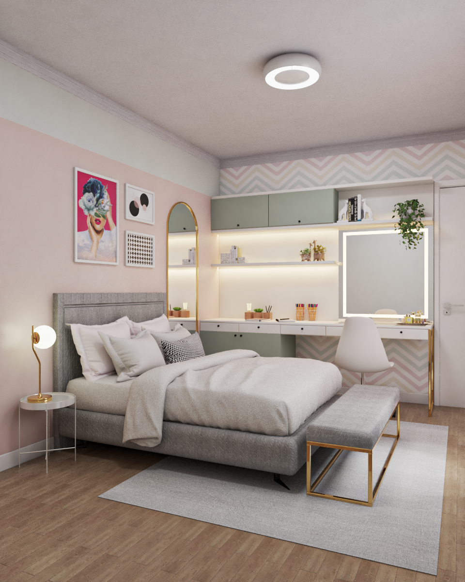 Projeto 3D quarto feminino