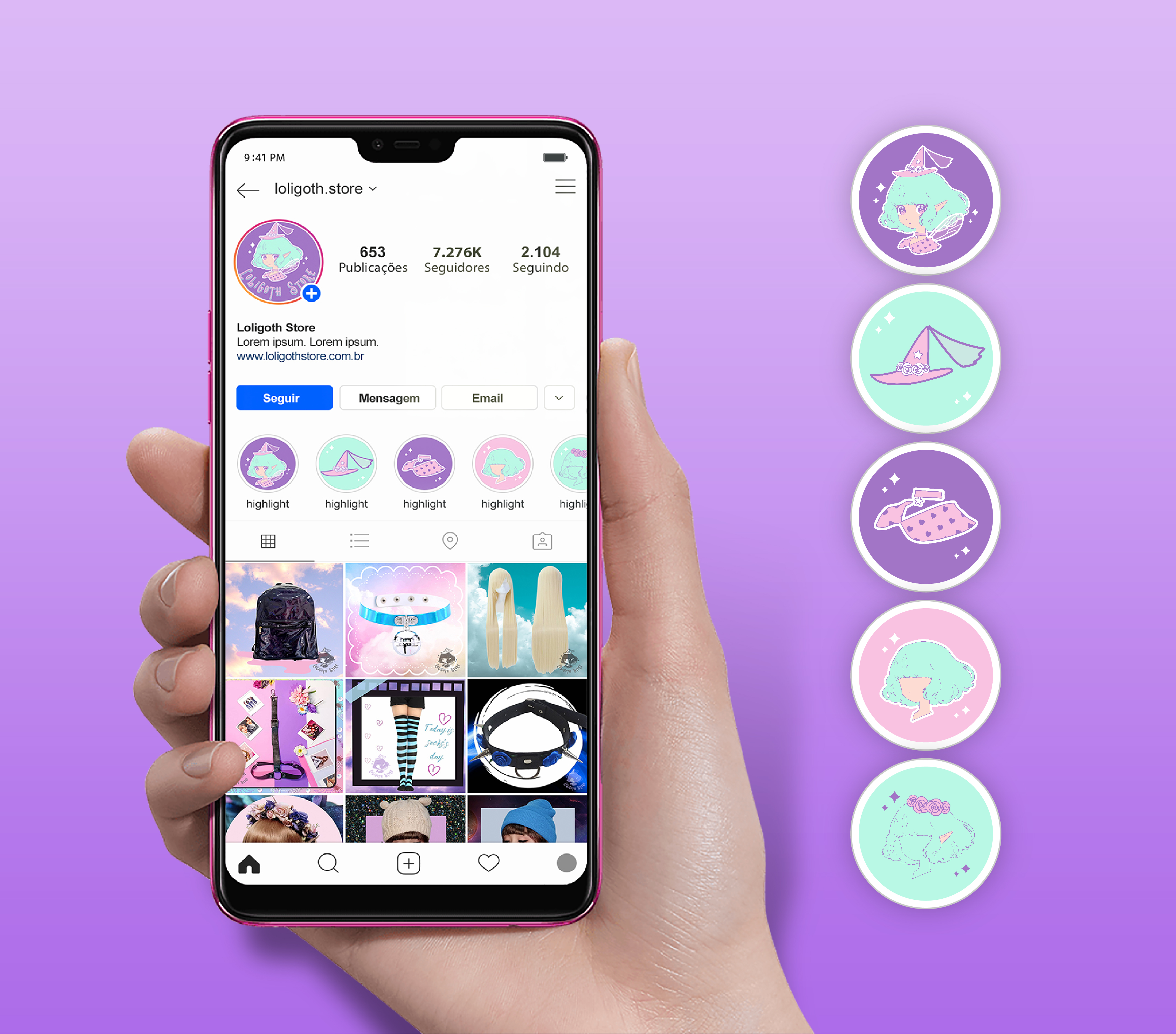 Ícones para Instagram de loja online