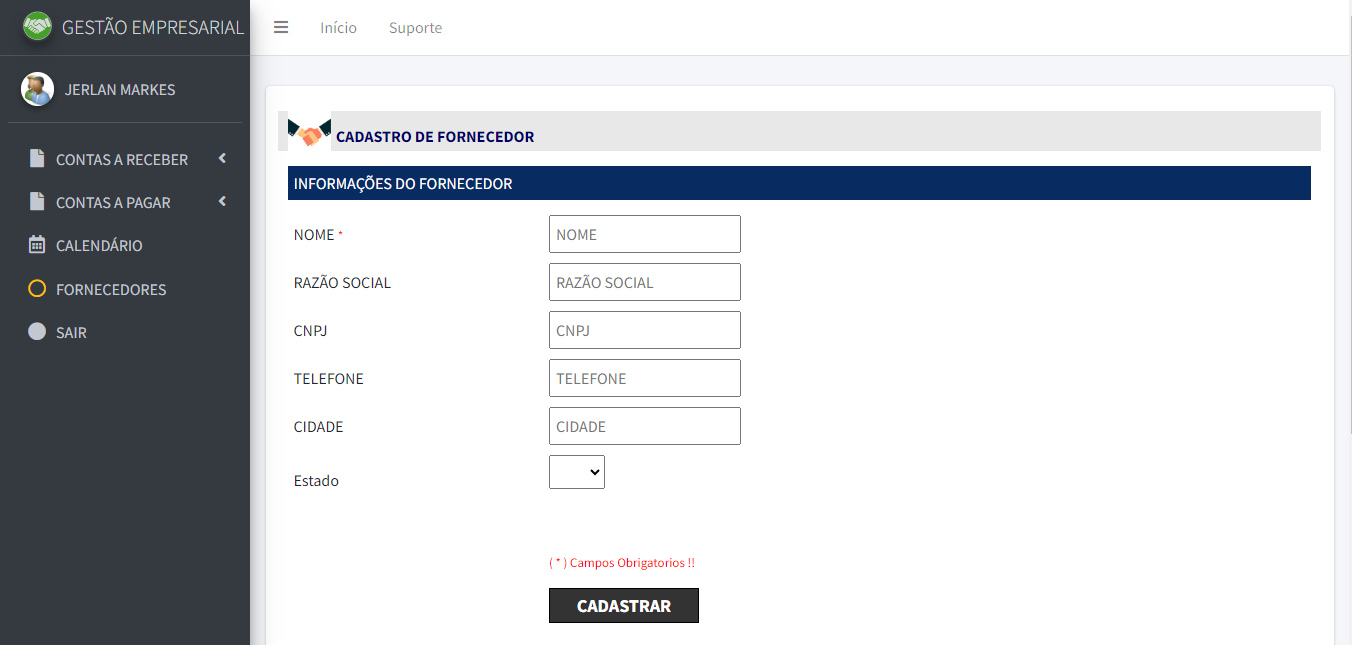 Sistema de gestão em contas.
