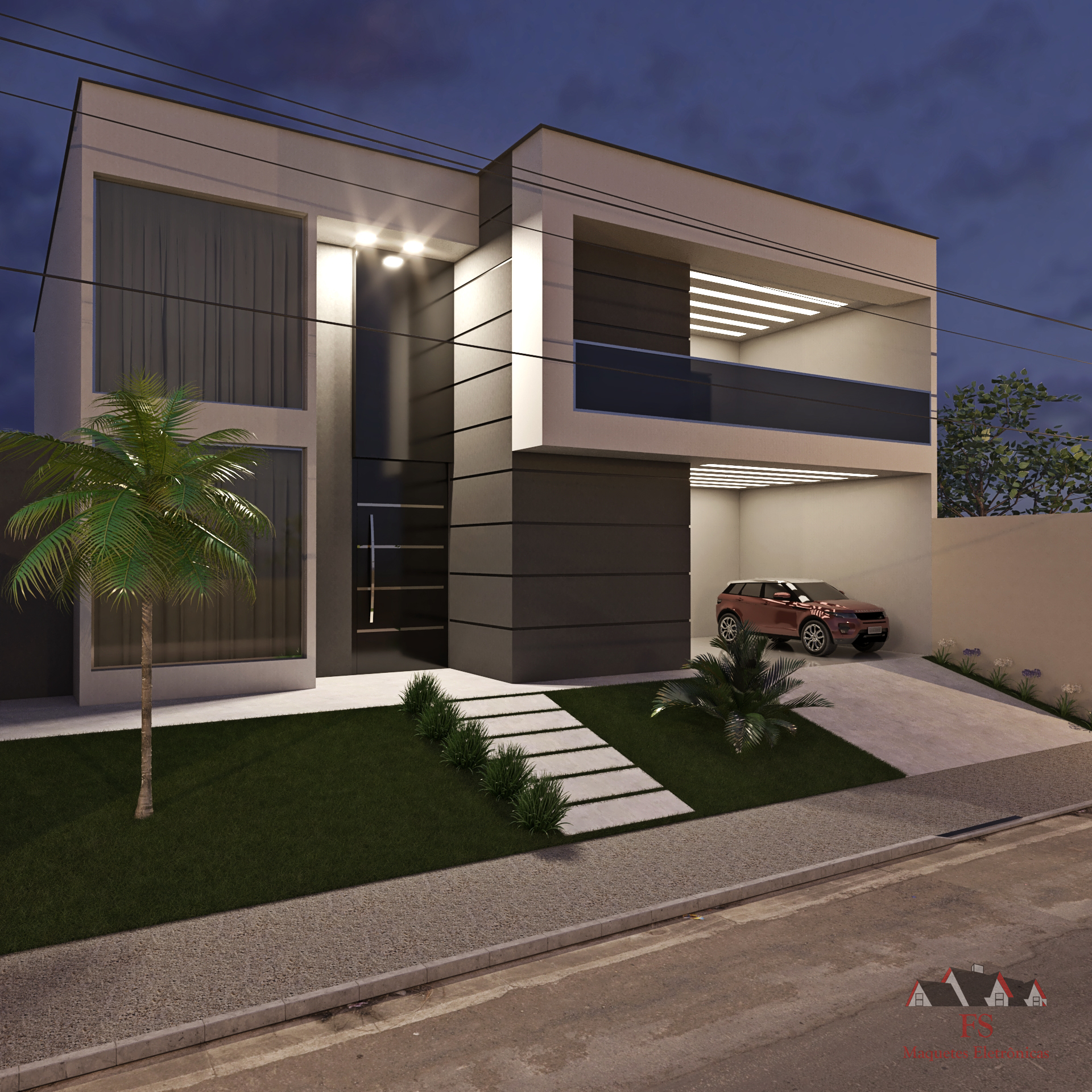 Render vray 5 fachada Residencial