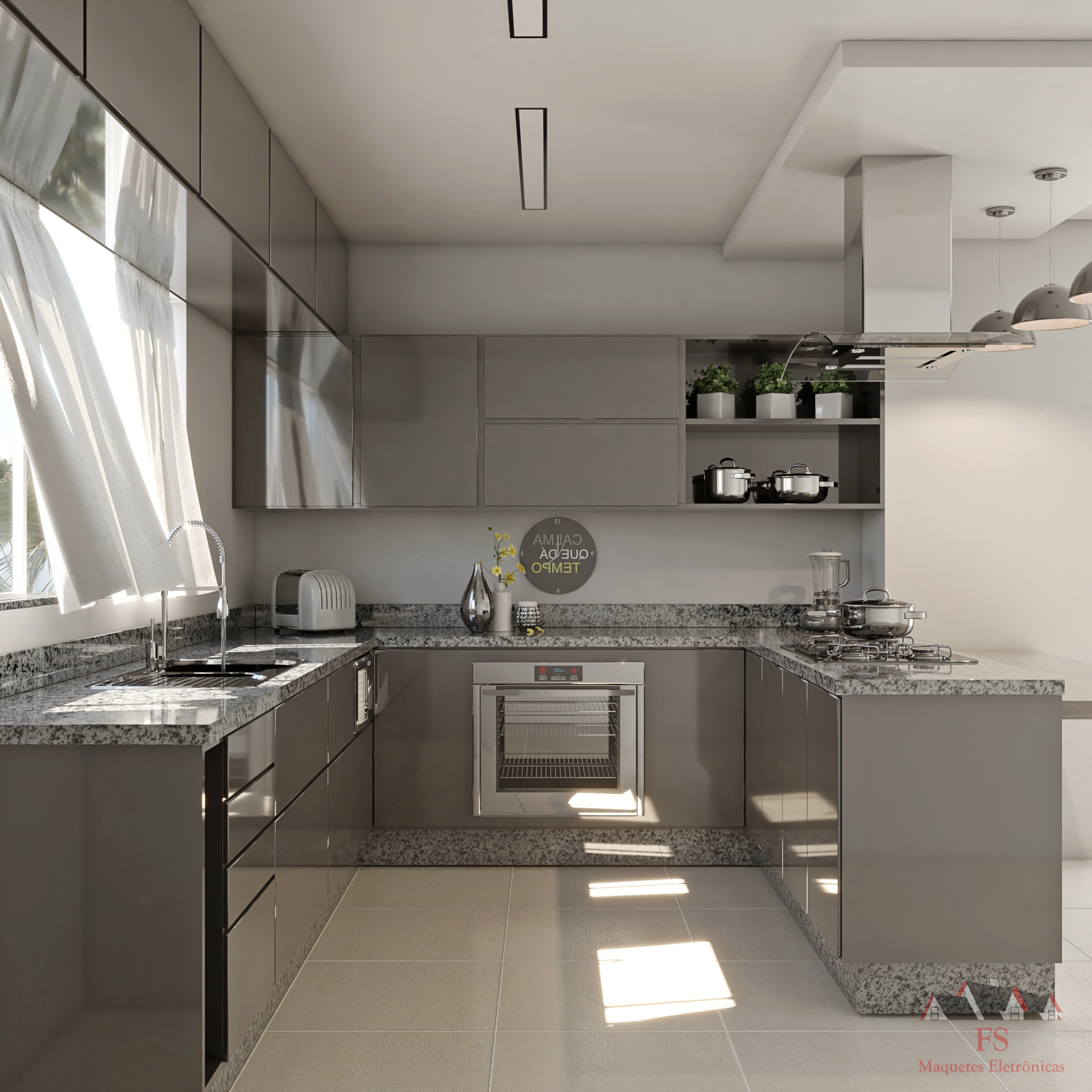 Render vray 5 cena Diurno cozinha planejada