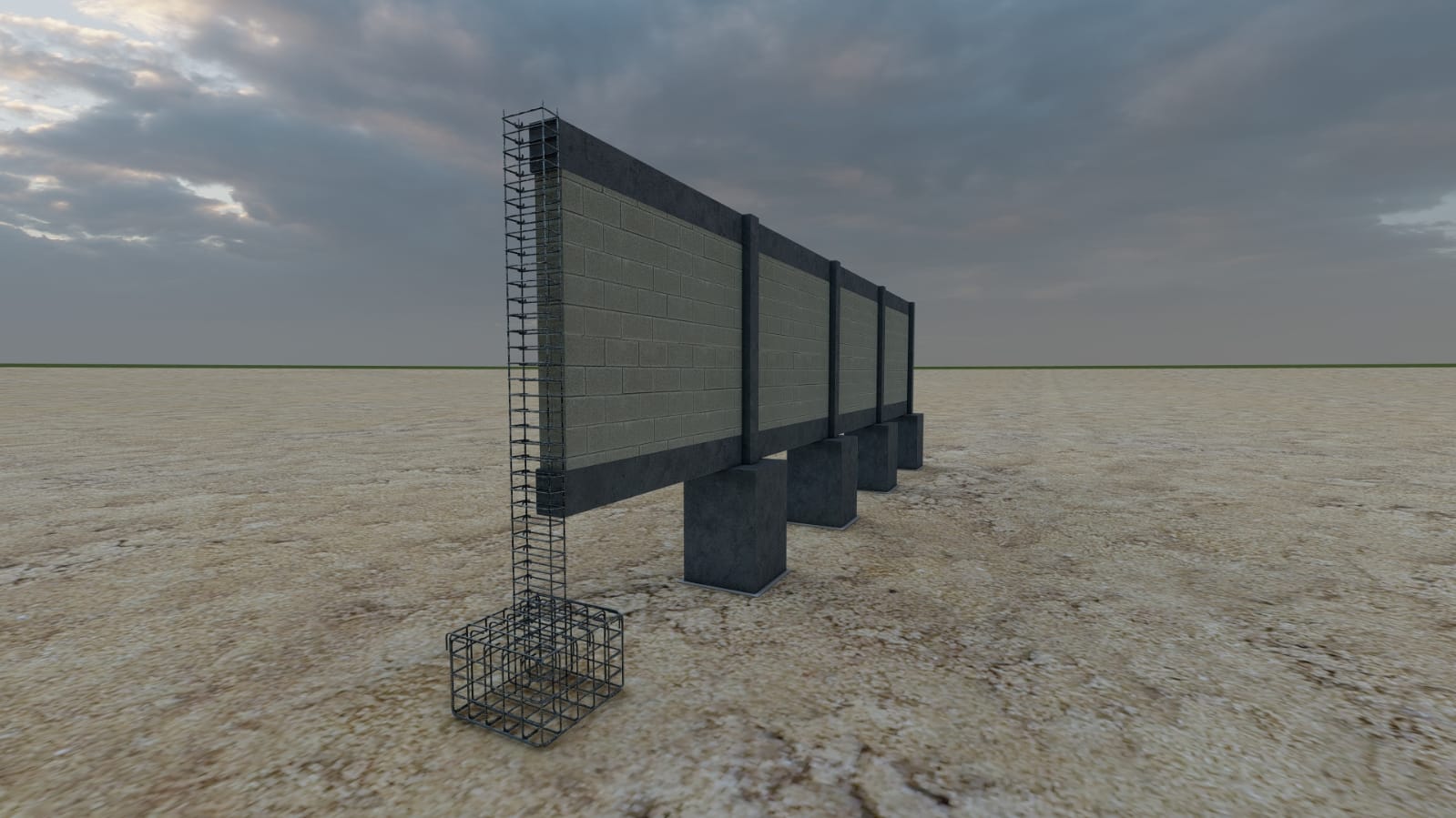 Muro estrutural em 3D