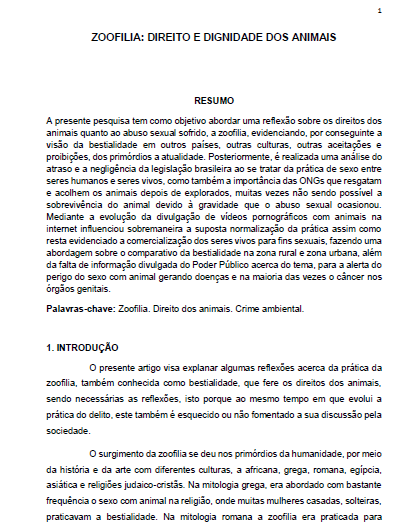 Artigo sobre zoofilia