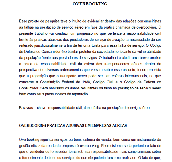 Artigo sobre overbooking