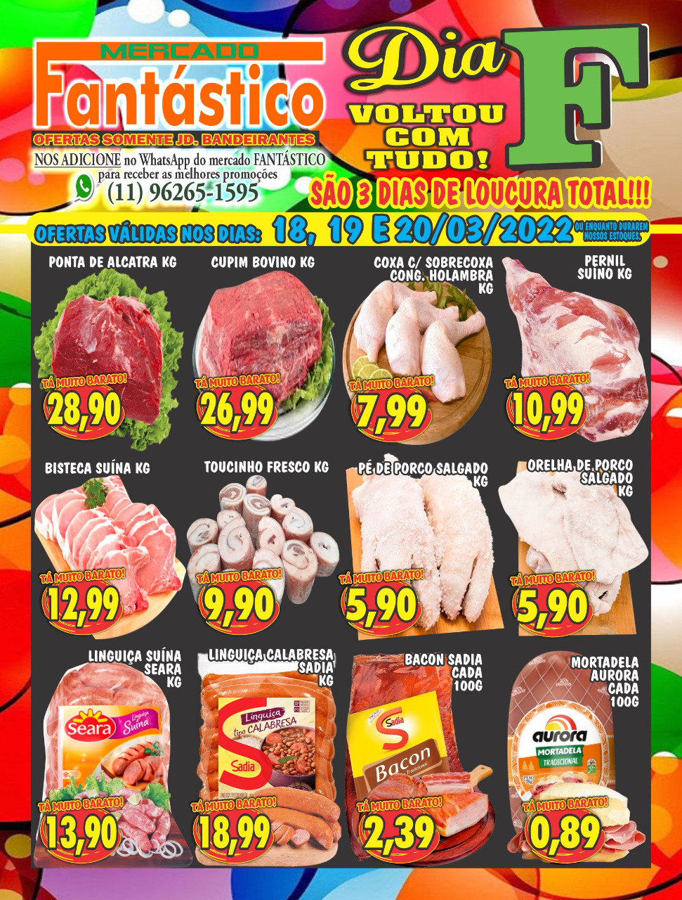 Folheto para supermercado, perfumaria, açougue, adega, etc.
