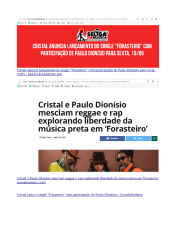 Clipping da artista Cristal