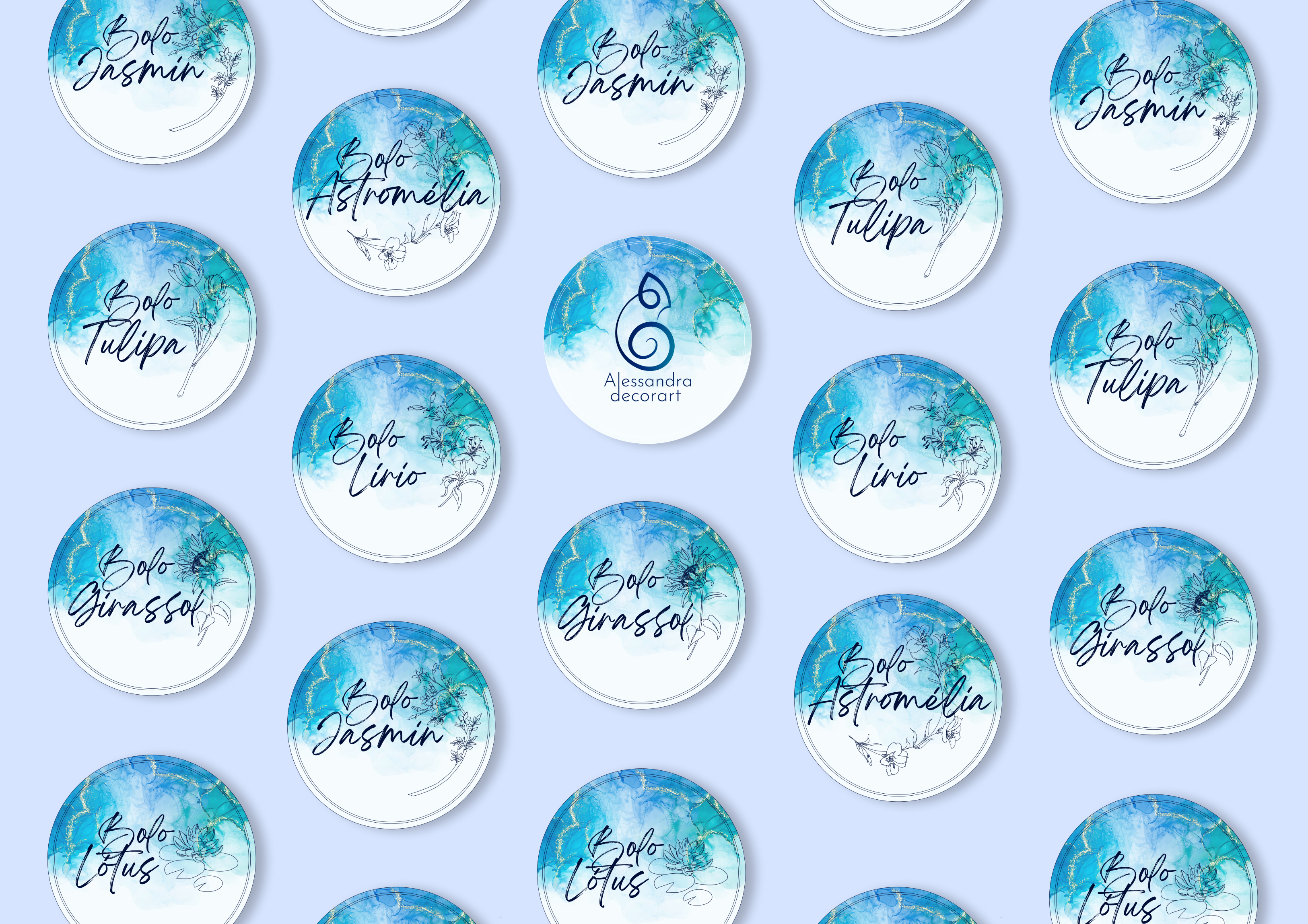 Adesivos Personalizados para Menu de Bolos Decorados
