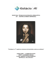 MATÉRIA - VIOLÊNCIA CONTRA A MULHER