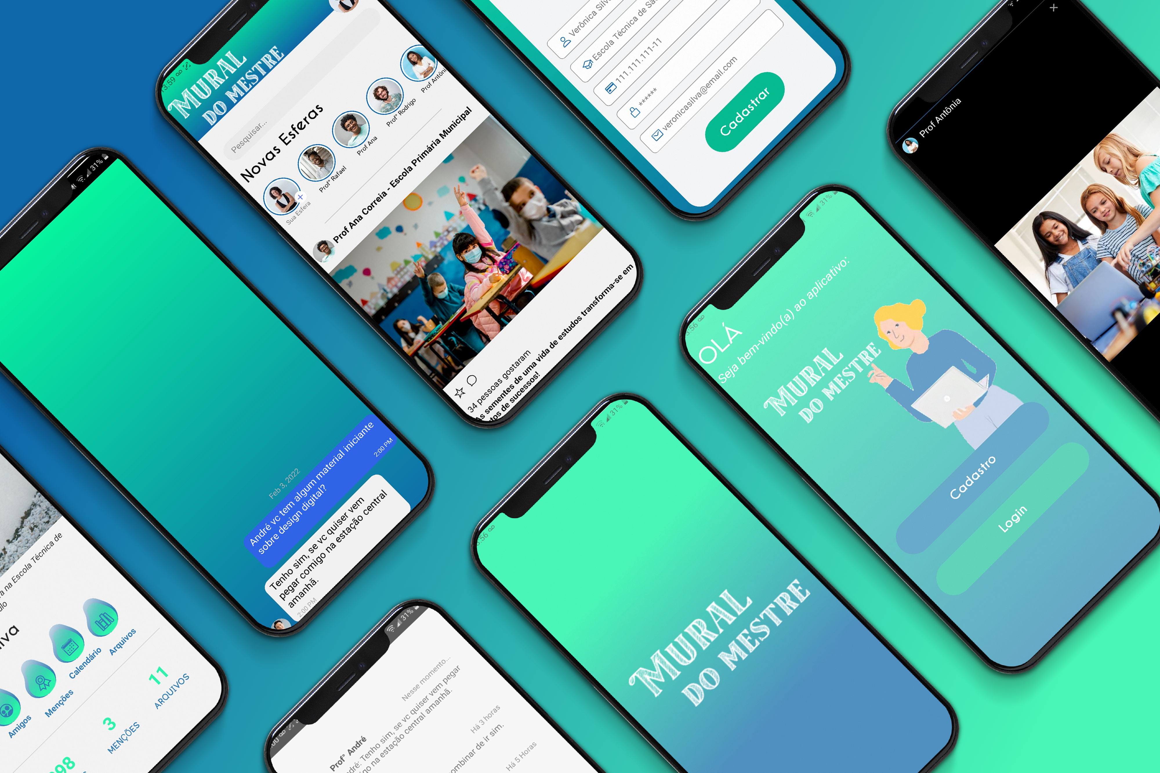 Protótipos de tela UI/UX Design - Mural do Mestre