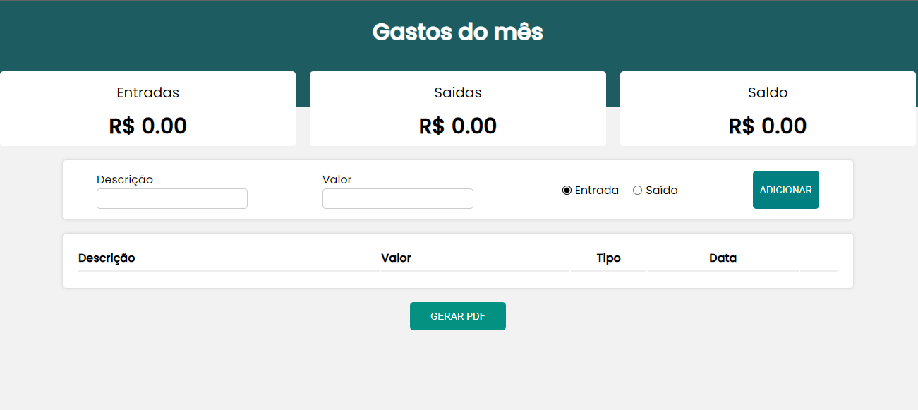 Aplicação de controle financeiro com autenticação