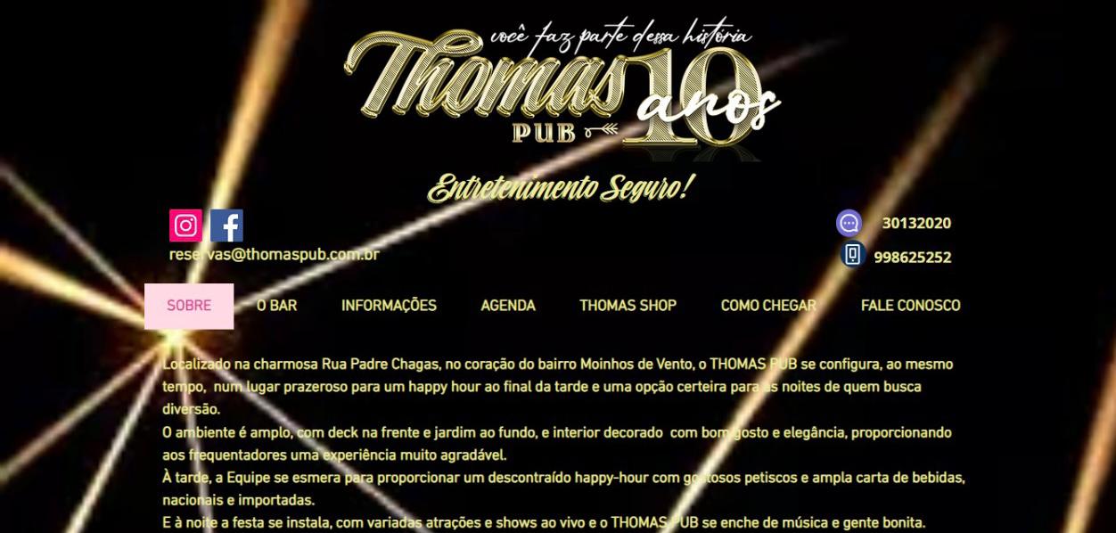 Site criado por mim para a empresa "THOMAS PUB"