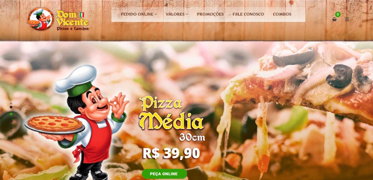 Site criado por mim para a empresa "DOM VICENTE PIZZAS"