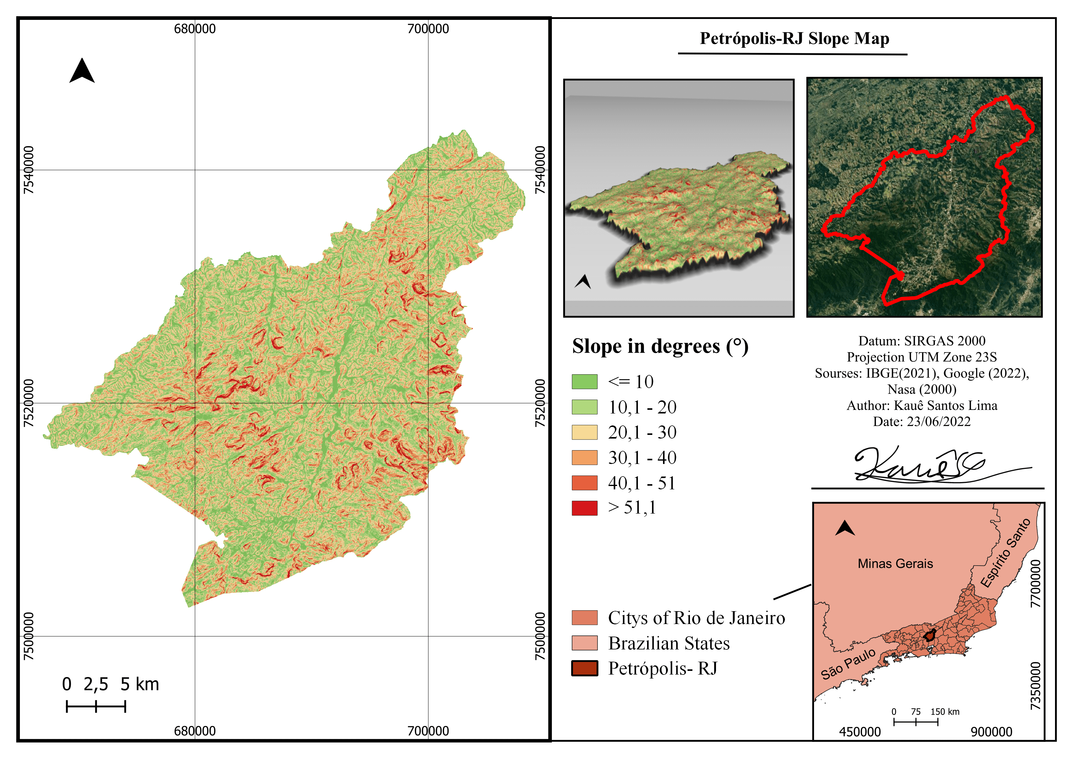 Mapa de declividade de Petrópolis-RJ