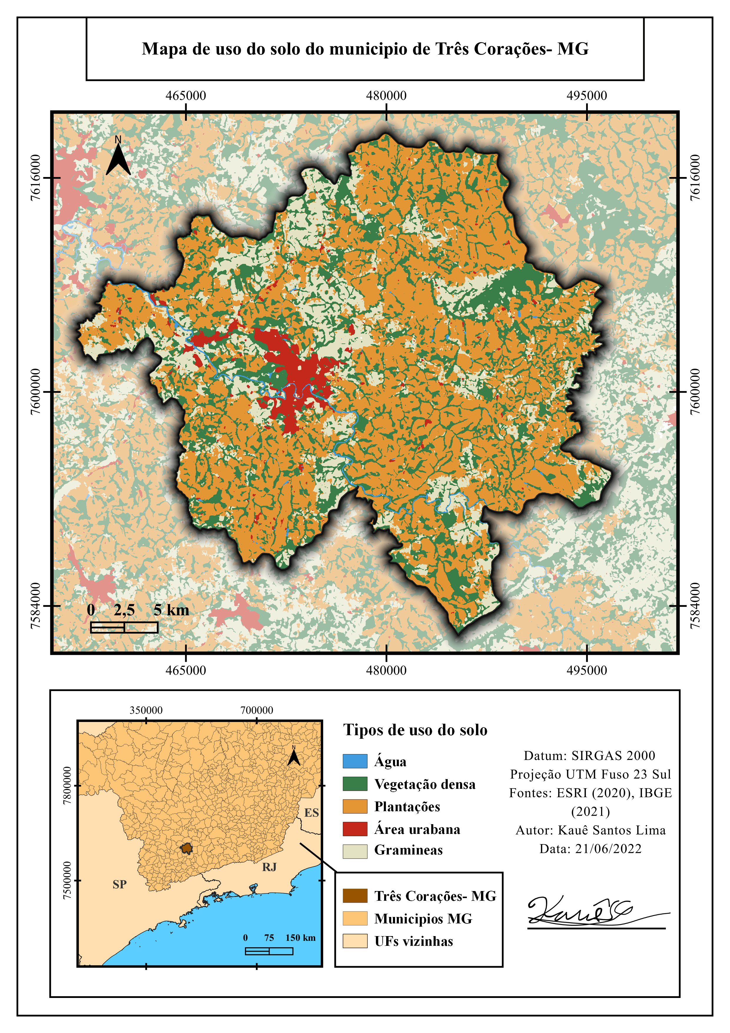 Mapa de uso do solo de Três Corações- MG