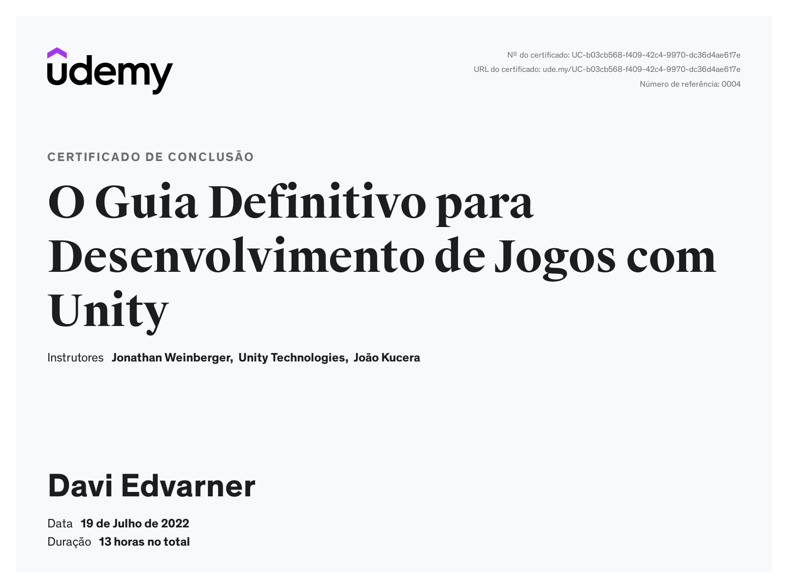 Certificado De Curso Licenciado Pela Unity