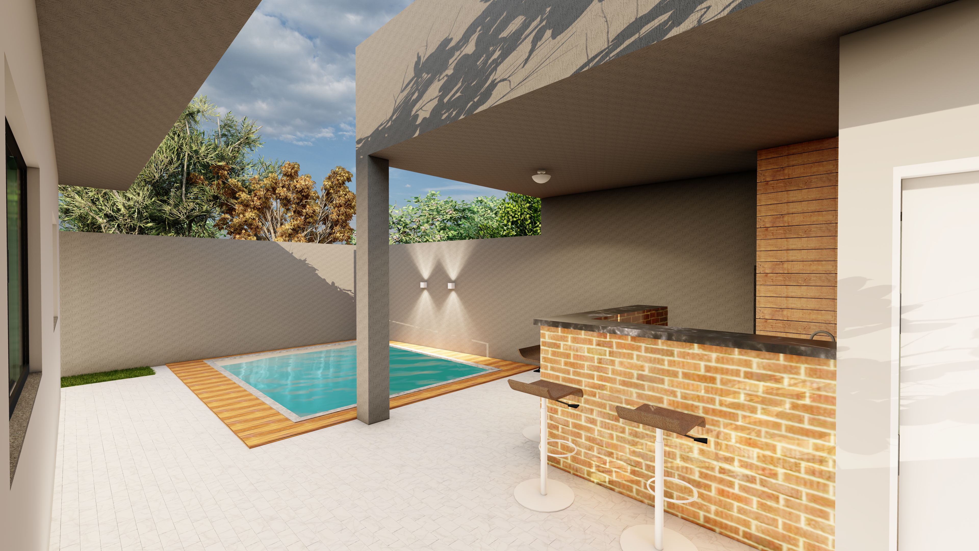 Área de lazer com piscina