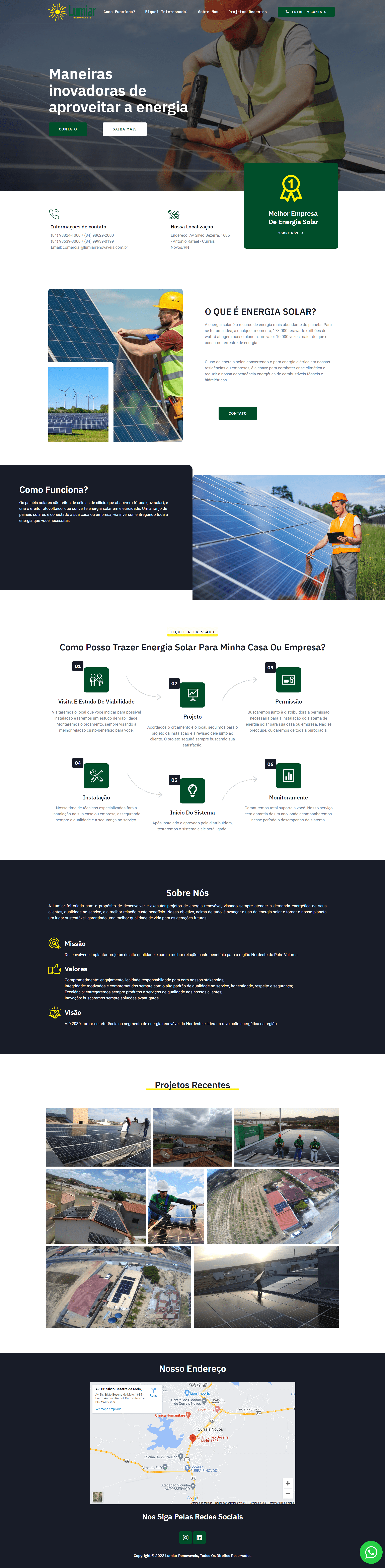 Site para empresa de Energia Solar.
