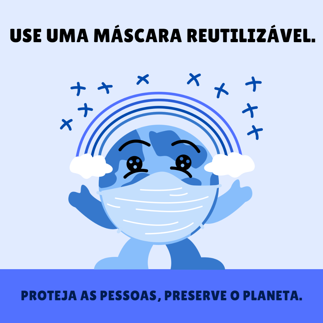 Azul e Lavanda Ilustração de Máscara Meio Ambiente