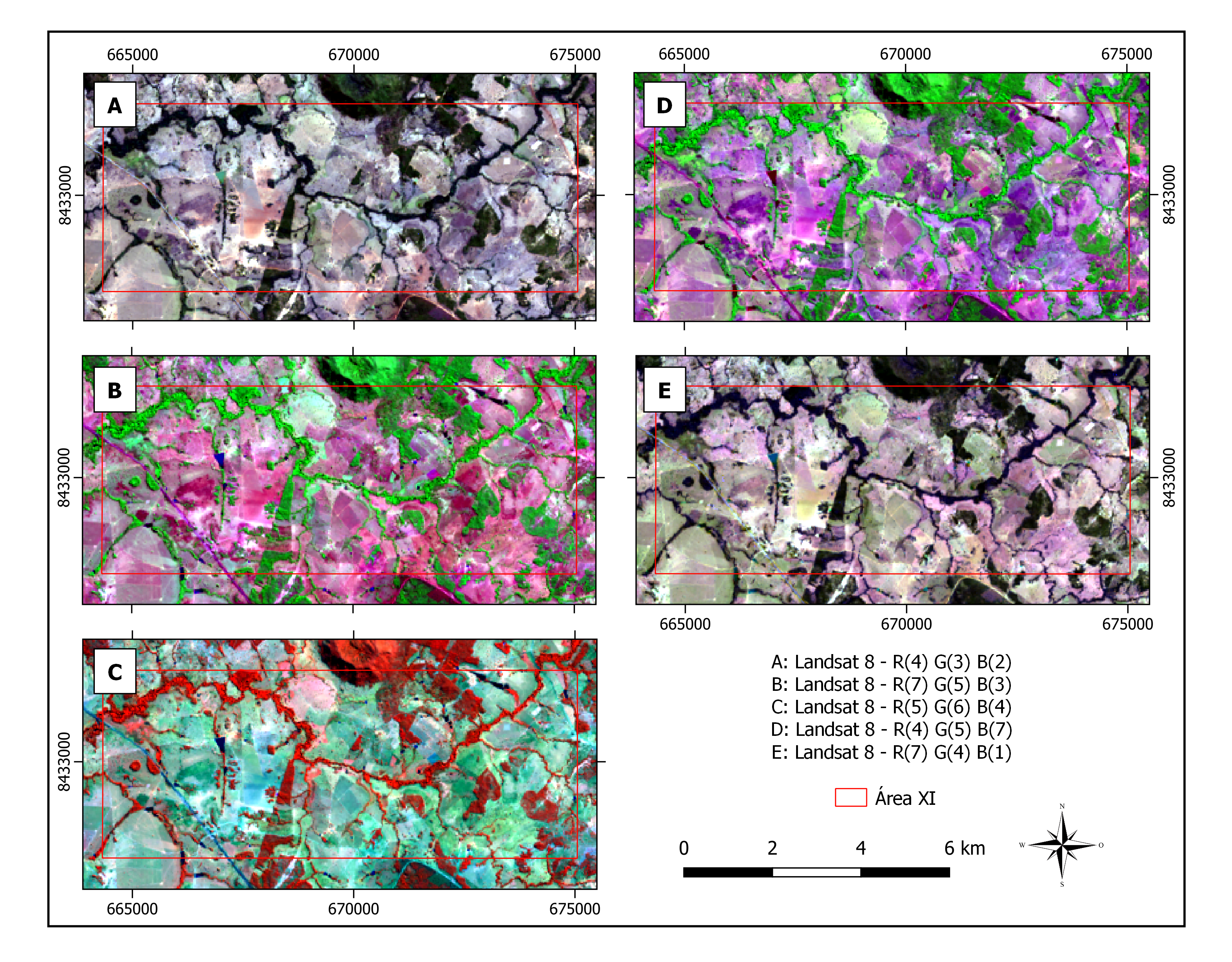 Mapa de composições coloridas (Landsat 8)