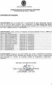 Comprovante de Experiência Profissional CREA