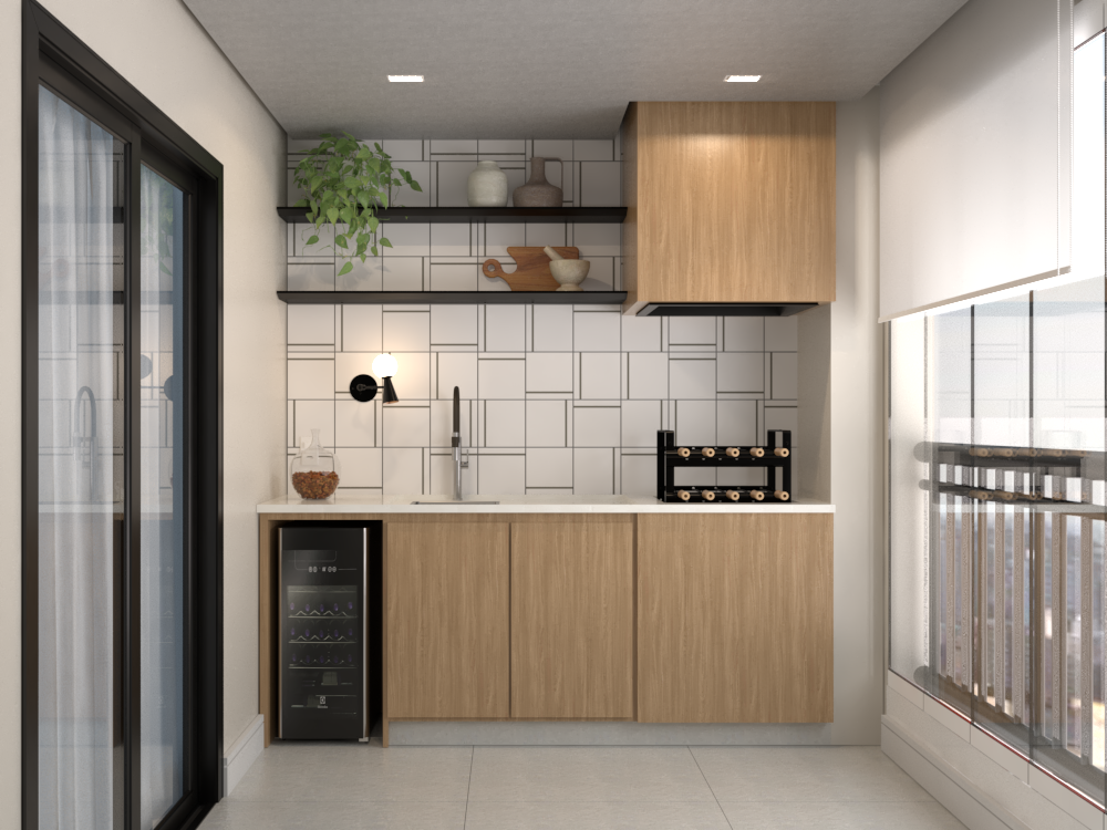 Renderização 3D - Area Gourmet Apto