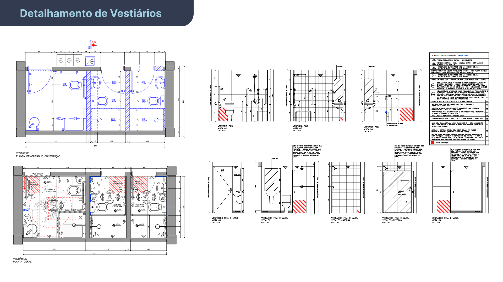Detalhamento de Vestiários