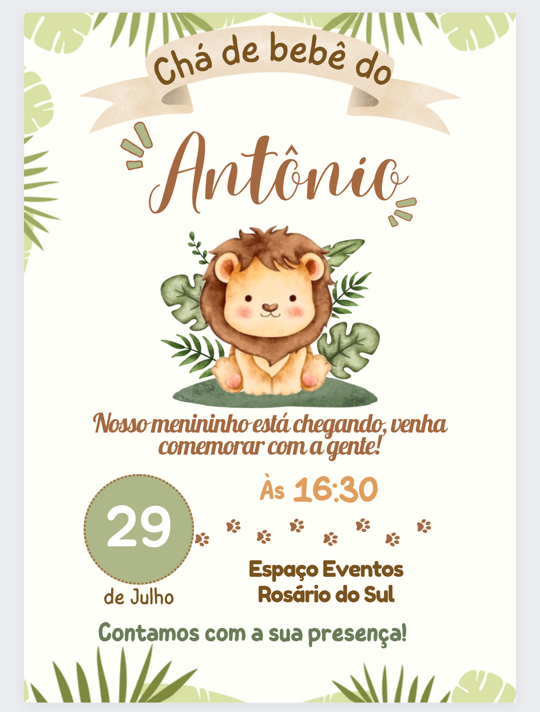 Projeto Convite Chá de Bebê