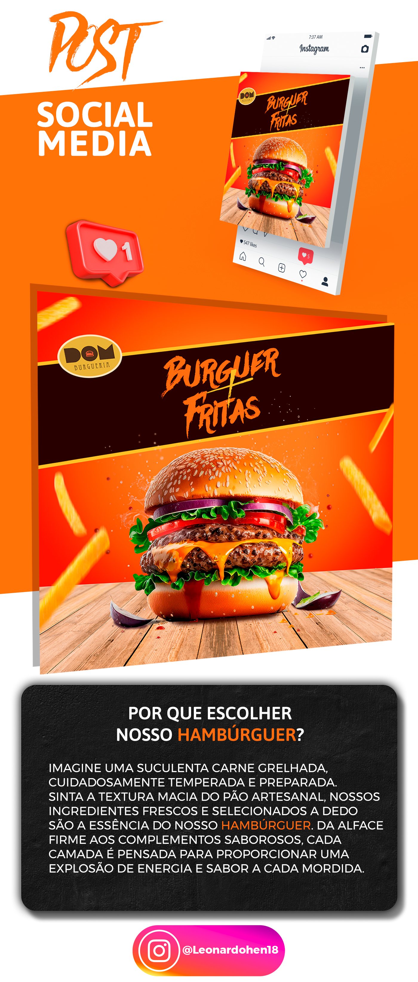 Arte para post instagram- Hamburgueria