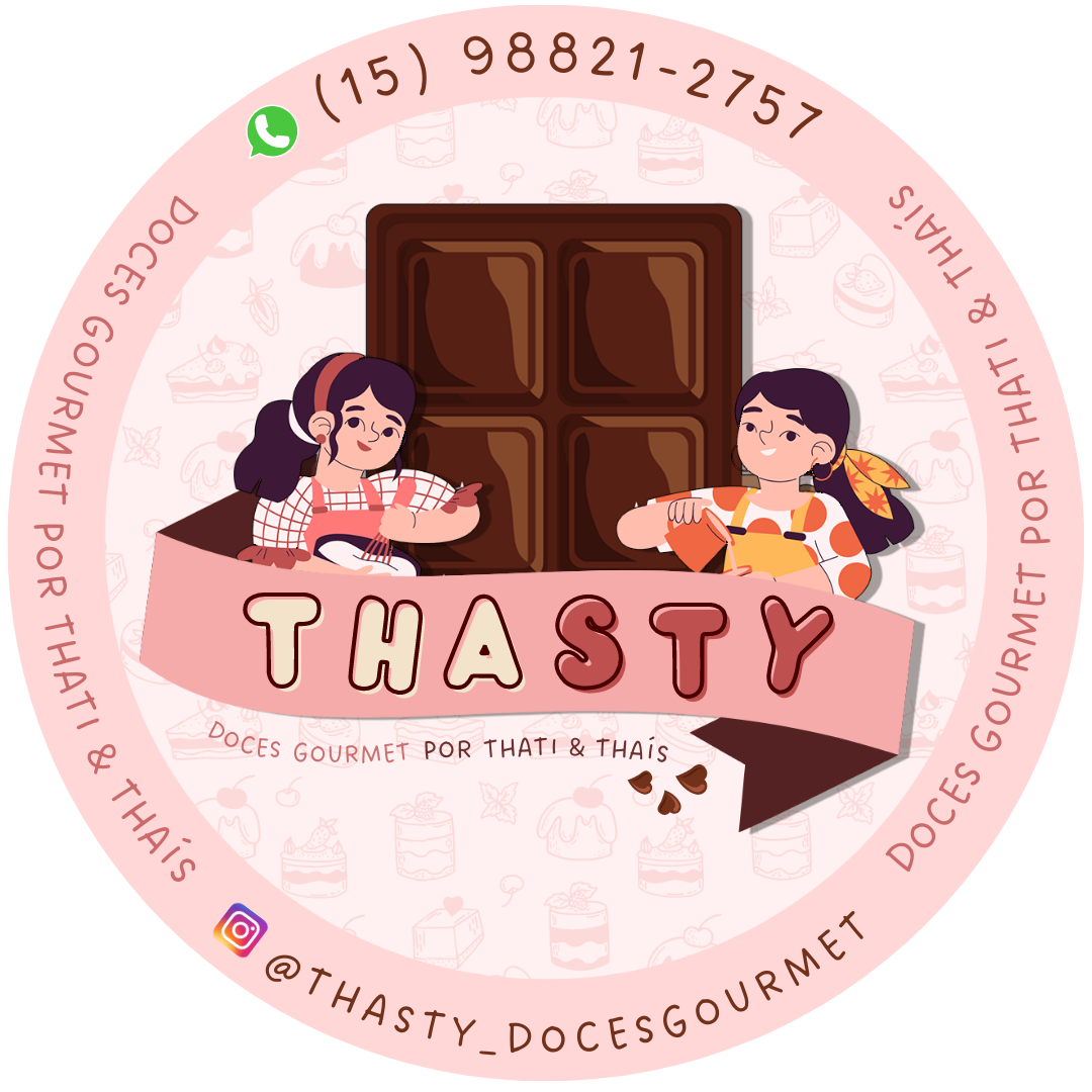 Logotipo com contato para adesivo - Thasty Gourmet