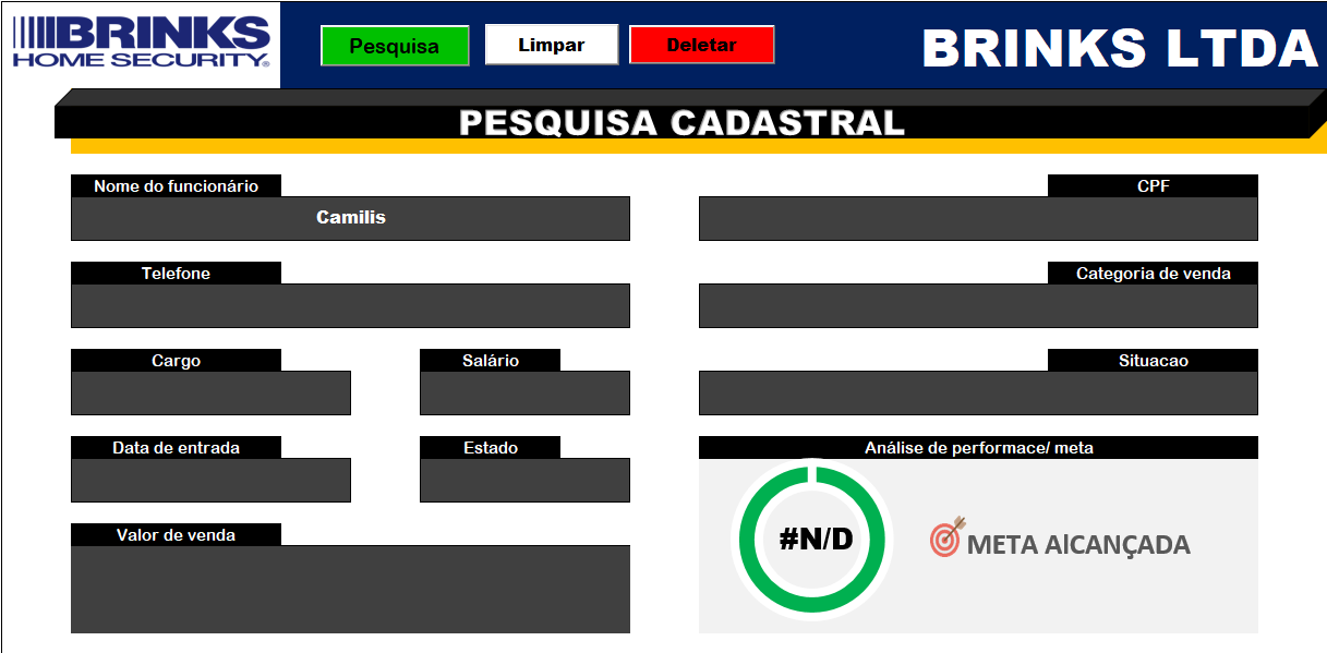 Sistema de cadastramento