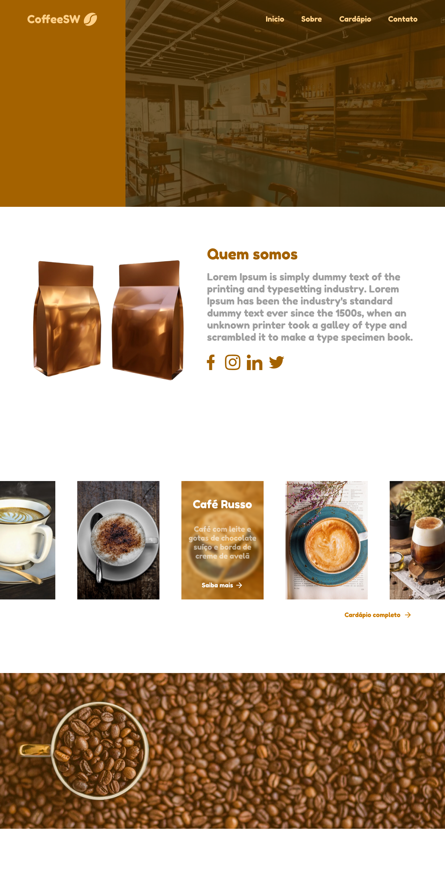 Landing Page para cafeteria CoffeeSW