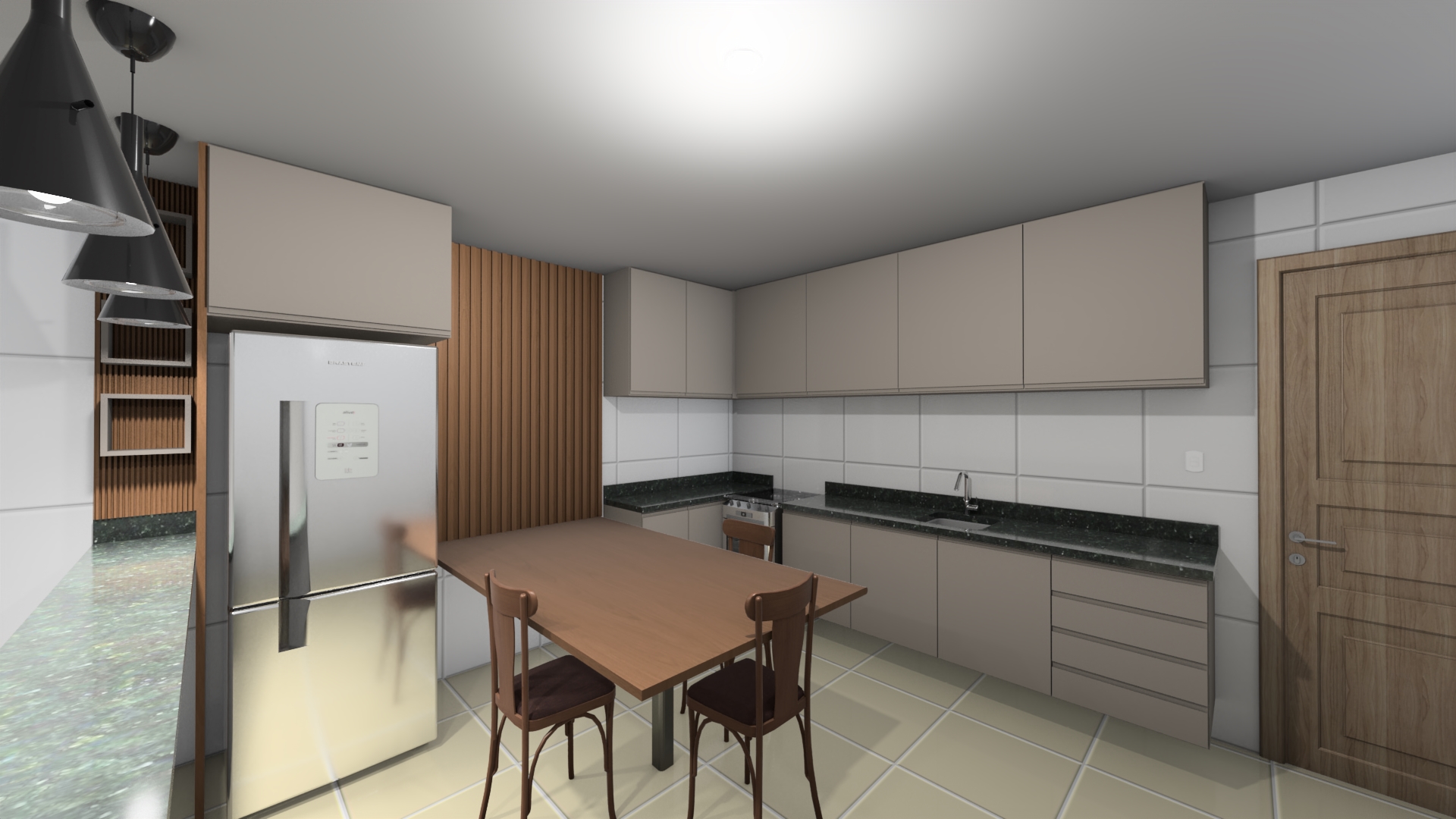 Cozinha Planejada, em MDF Gianduia e Jequitibá