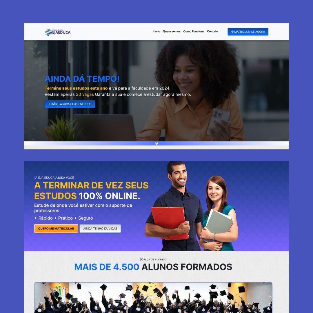 Site para captar leads e gerenciar matrículas
