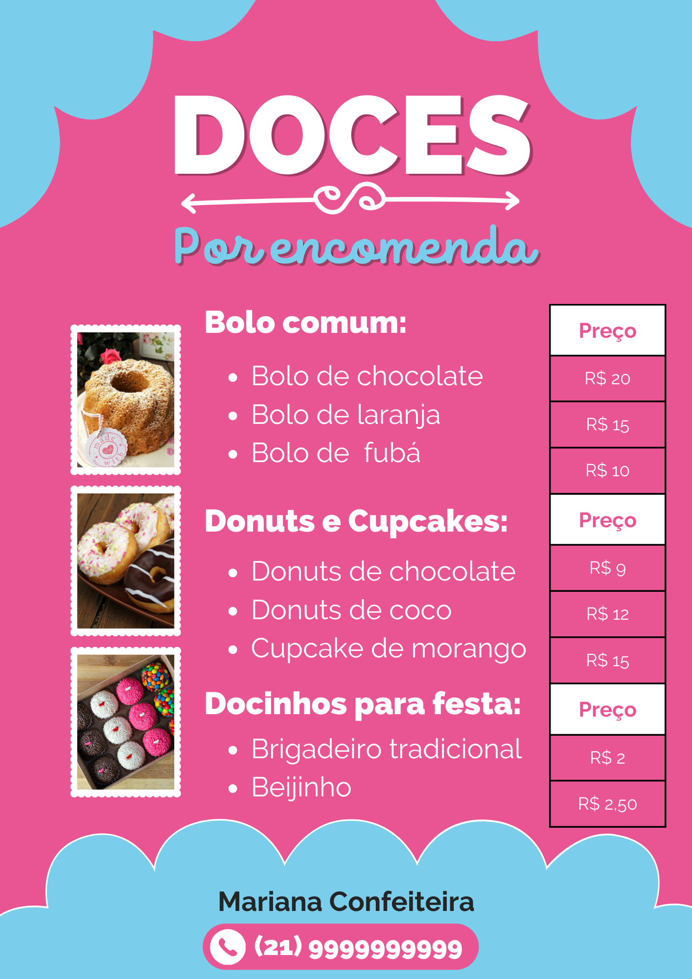 Cardápio para Loja de Doces