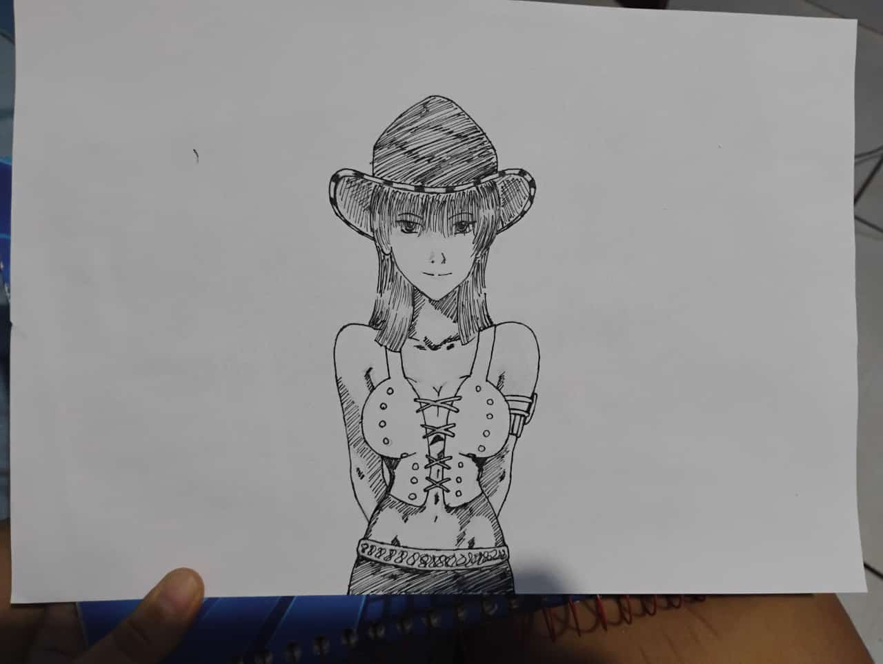 Desenho a mão finalizado em preto e branco