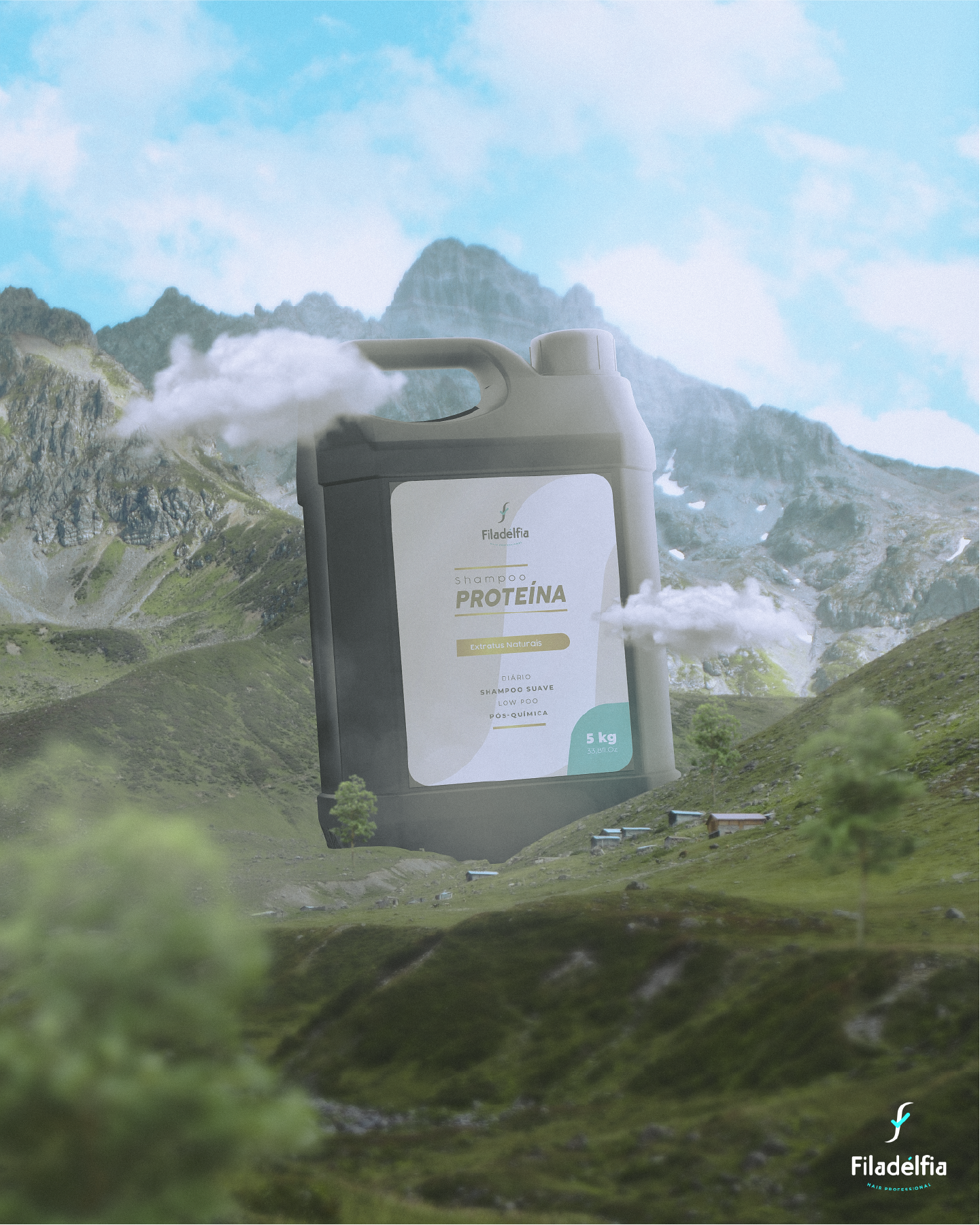 Design de Produto/Manipulação de Imagem - Shampoo 5L (Filadélfia Hair Cosméticos)