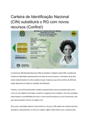 Carteira de Identificação Nacional (CIN) substituirá o RG com novos recursos (Confira!)