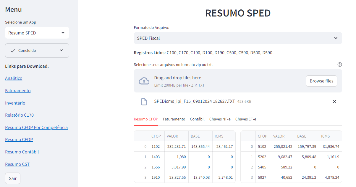 RELATORIOS SPED FISCAL