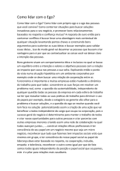 Artigo - Como lidar com o Ego?