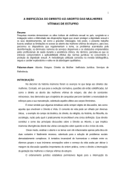 Publicação em livro do artigo: A ineficácia do Direito ao aborto das mulheres vítimas de estupro
