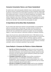 Artigo - Consumo Consciente: Rumo a um Futuro Sustentável