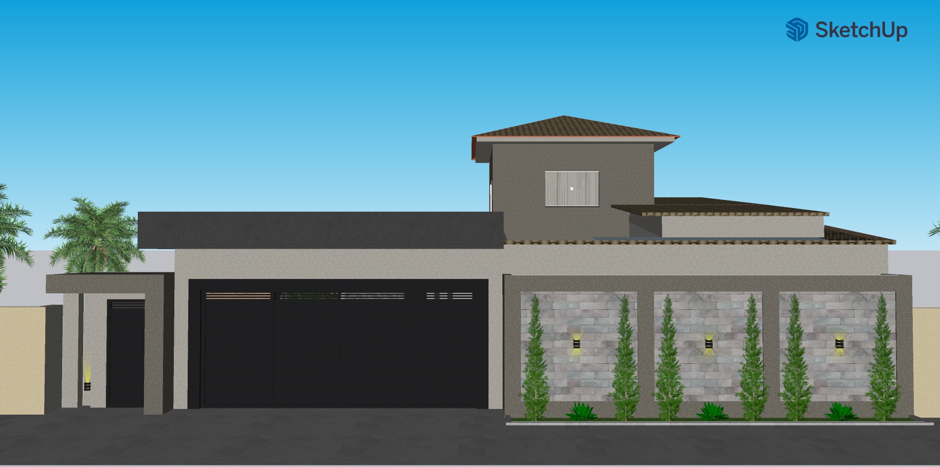 Criação de fachada residencial - Modelagem 3d