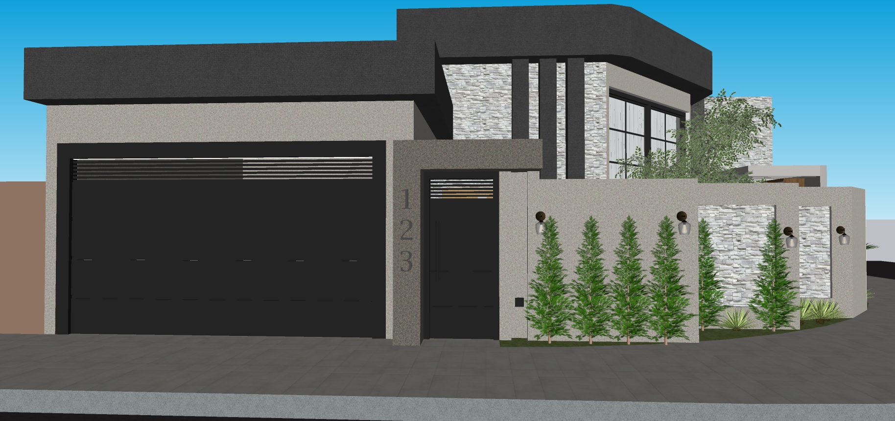 Criação de fachada residencial - Modelagem 3d