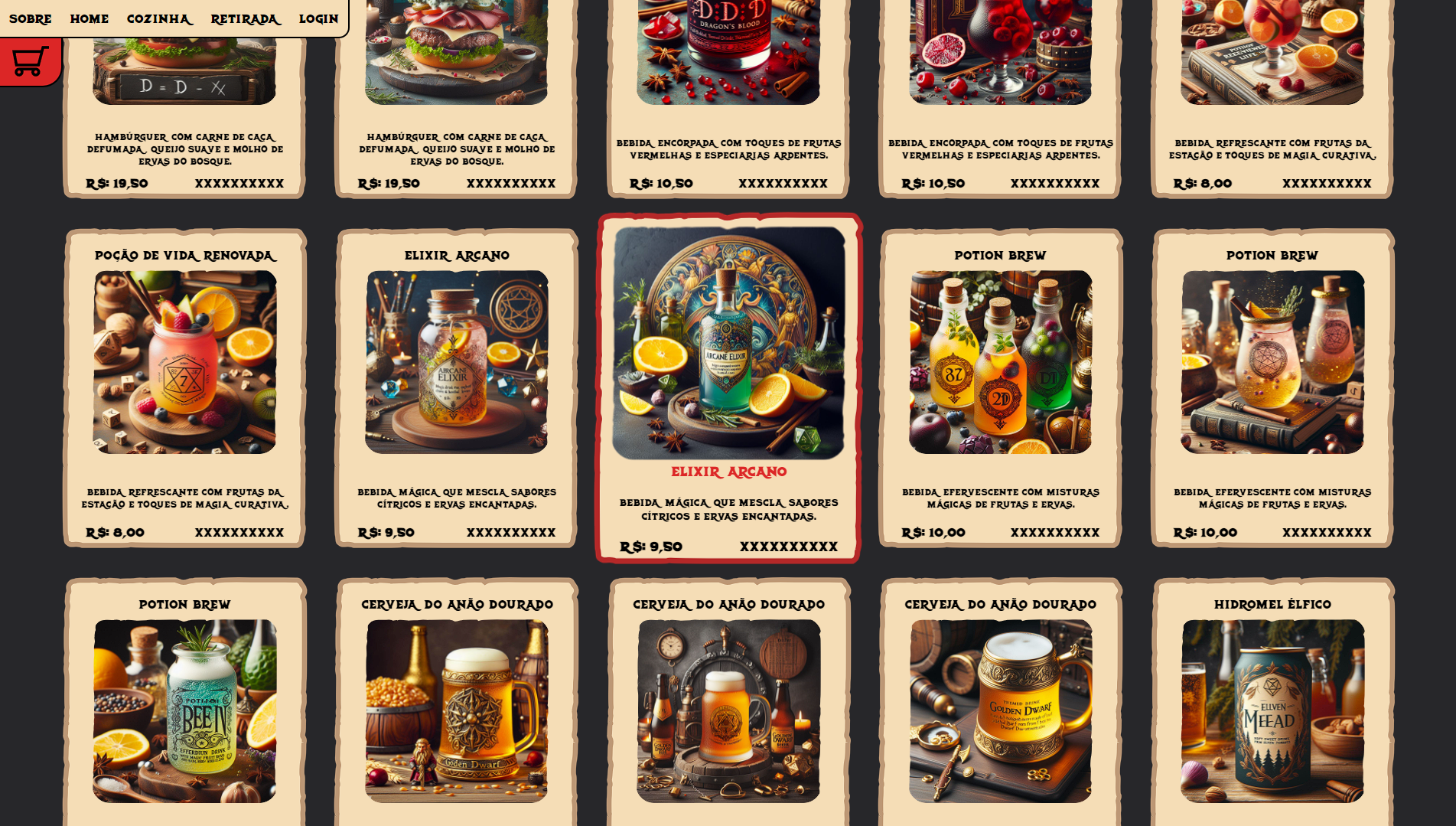 Beholder - site e sistema de PDV para hamburgueria com temática medieval