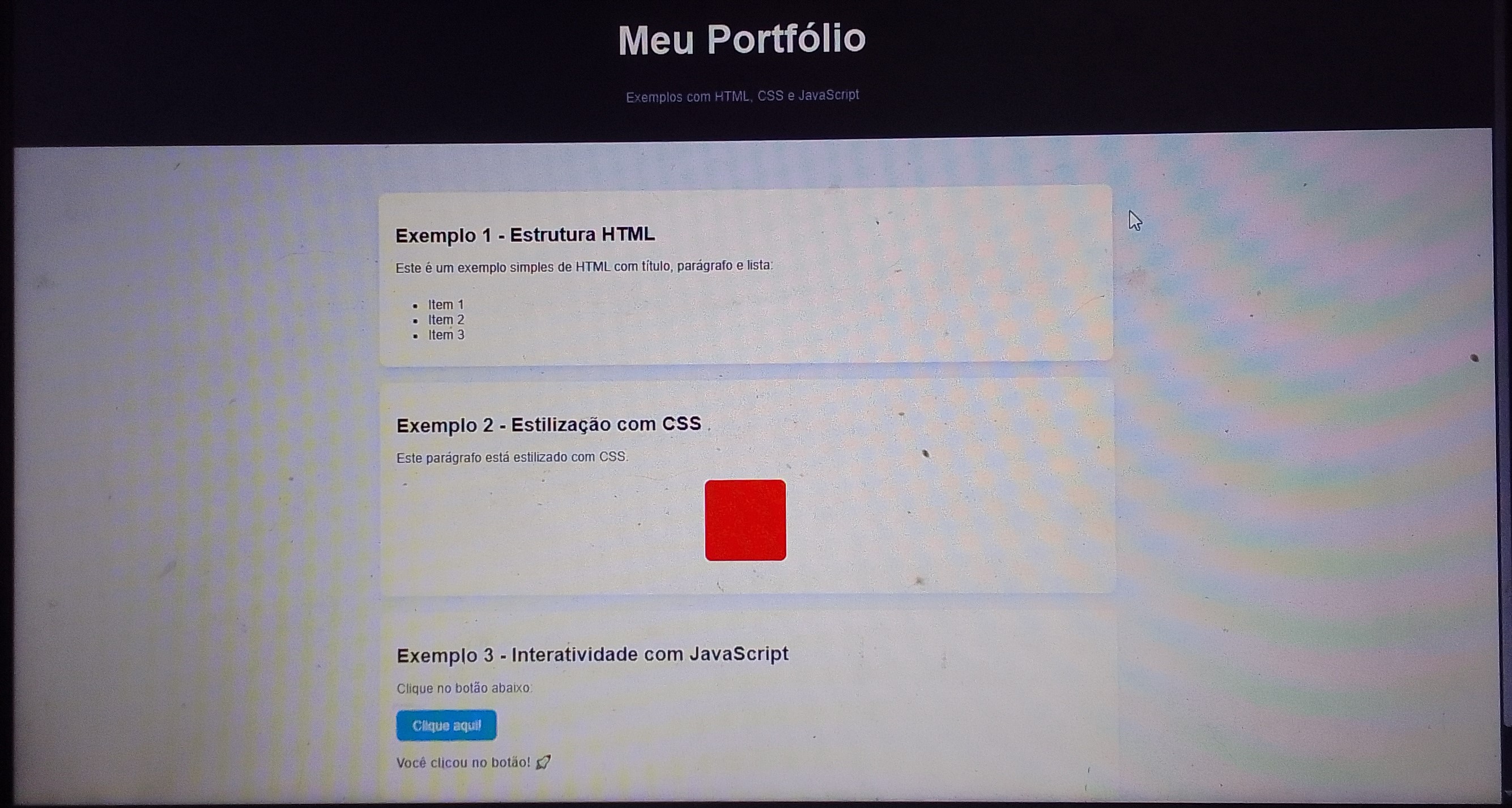 Exemplos de HTML, CSS e JavaScript