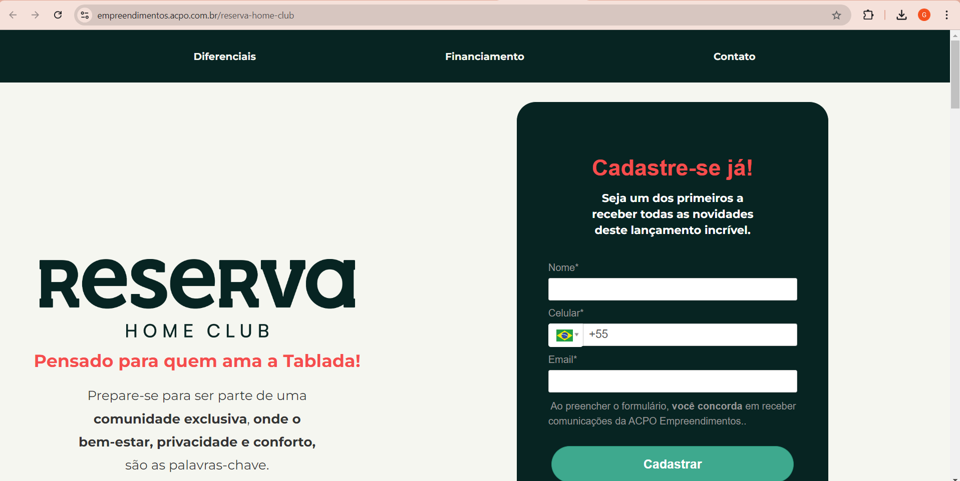 Land Page de conversão